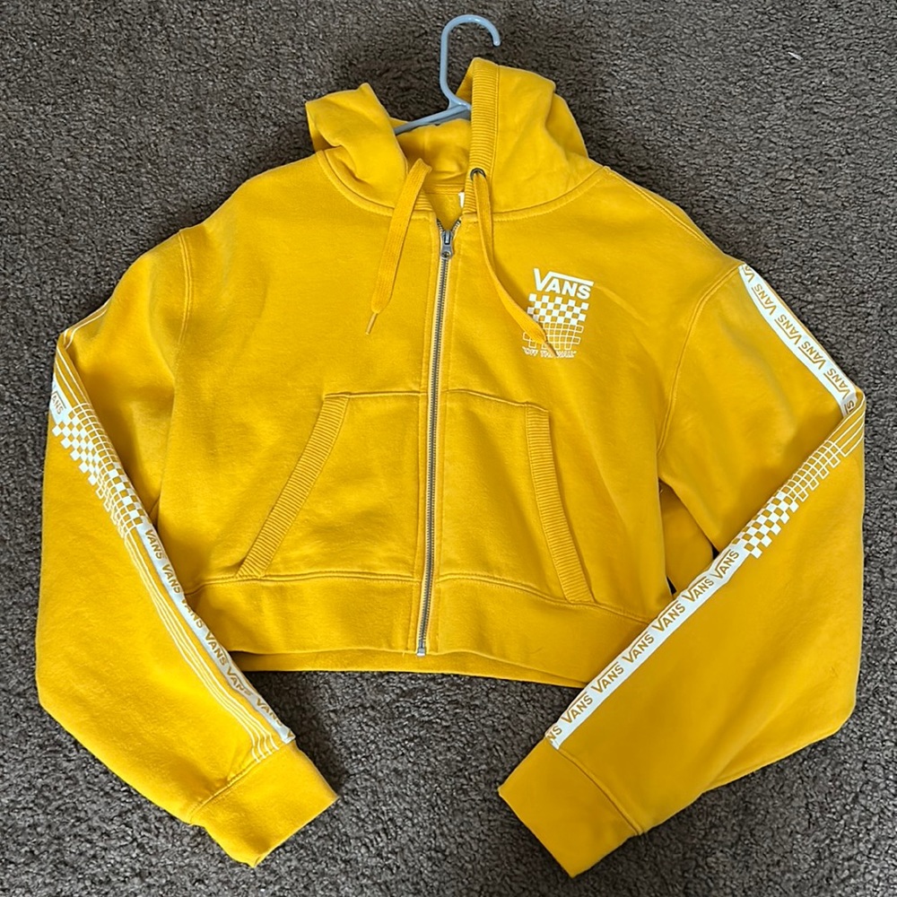 Vans yellow cropped hoodie Size M